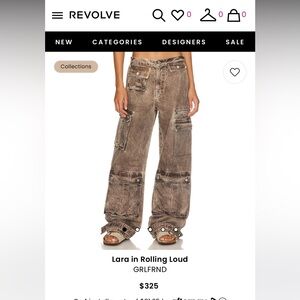 **NWT** GRLFRND - Lara in Rolling Loud Cargo Jeans Brown